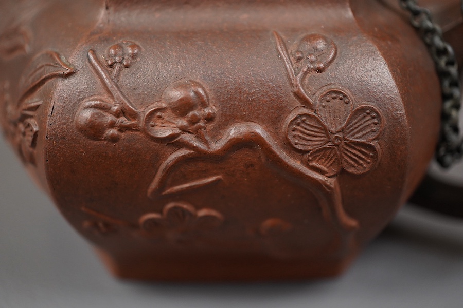 A Chinese Yixing hexagonal teapot, Kangxi period